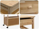 Kitchen Trolley with Wheels Natural 59.5 x 36 x 82 cm Bamboo 42028295