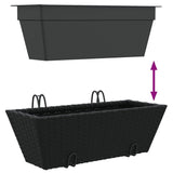 Planters with hooks 2 pcs Black Poly Rattan 366398