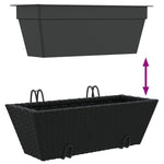 ZNTS Planters with hooks 2 pcs Black Poly Rattan 366398