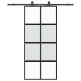 Sliding Door with Hardware Set Black 90x205 cm Tempered Glass 3375833