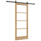Sliding Door Natural 83 x 202 cm Solid Pine Wood and Glass 3332333