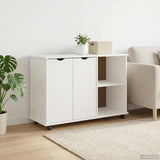 Rolling Cabinet White 100 x 39 x 65.5 cm Solid Pine Wood 42028385