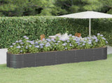 Garden Raised Bed Galvanised Steel 368x80x68 cm Anthracite 318966