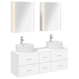 Bathroom Furniture Set 5 pcs White Engineered Wood and Glass 3406927