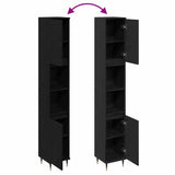 Bathroom Cabinet Black Oak 30 x 30 x 190 cm Engineered Wood 862881