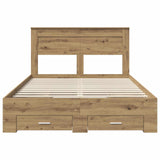 Bed Frame with Drawer Artisan Oak 140 x 190 cm Engineered Wood 3409986