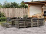 13 Piece Garden Dining Set with Cushions Grey Poly Rattan 3210980