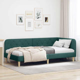 Corner Bed Frame with Headboard Dark Green 90 x 200 cm Fabric 42016573