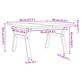 Coffee Table Y-Frame 80x80x45.5 cm Solid Wood Pine and Steel 3282773