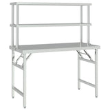 Kitchen Work Table with Overshelf 120x60x145 cm Stainless Steel 3155992
