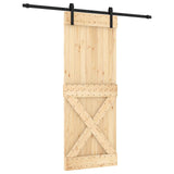 Sliding Door Natural and Black 80 x 210 cm Solid Pine Wood 3444924