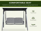2 Seater Garden Swing Chair, Outdoor Canopy Swing Bench with Adjustable Shade and Metal Frame, Dark T3398P315861