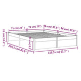 Bed Frame without Mattress Solid Wood 150x200 cm King Size King Size 814954