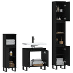 ZNTS 3 Piece Bathroom Furniture Set Black Engineered Wood 3190284