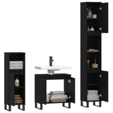ZNTS 3 Piece Bathroom Furniture Set Black Engineered Wood 3190284