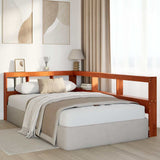 Bookcase Headboard L-Shaped Wax Brown 120 cm Solid Wood Pine 859288
