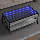 Coffee Table with Infinity LED Grey Sonoma 90x50x38 cm 847710