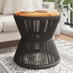 ZNTS Coffee Table with Wire Base Black Ø 45x44 cm Solid Wood Acacia 365637