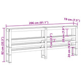 Headboard with Shelves White 200 cm Solid Wood Pine 850873