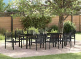 Garden Dining Set 9 pcs Black Powder-Coated Steel 3379169
