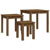 Nesting Tables 3 pcs Honey Brown Solid Wood Pine 824976