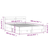 Bed Frame without Mattress Brown Oak 120x200 cm 3207433