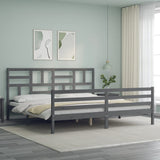 Bed Frame without Mattress Grey 200x200 cm Solid Wood 3194918