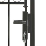 Fence Gate ASSEN with Arched Top Steel 100x125 cm Black 143085