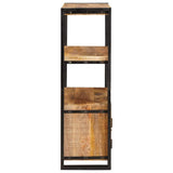 Bookshelf with Doors Brown Solid Rough Mango Wood and Metal 4104769