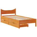 Bed Frame with Drawers Wax Brown 75x190 cm Small Single Solid Wood Pine 3301931