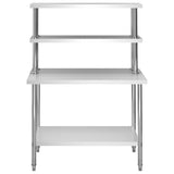 Kitchen Work Table with Overshelf 120x60x150 cm Stainless Steel 3054470