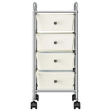 4-Drawer Mobile Storage Trolley White Plastic 320399