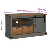 TV Cabinet HALDEN with Sliding Door Grey 110x40x60 cm Solid Wood 4018411