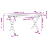 Coffee Table X-Frame 90x40x45 cm Solid Wood Pine and Steel 3282686