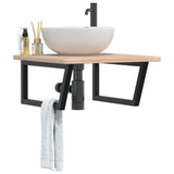 Basin Shelf Wall Mounted Steel and Solid Wood Oak 3302463