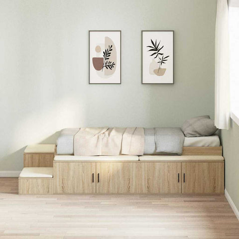 Storage Bed Frame with Drawer Sonoma Oak 244 x 118 x 53.5 cm 3335567