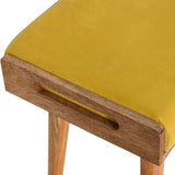 Mustard Velvet Tray Style Footstool IN1599