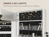 108 x 37cm Lockable Jewellery Cabinet, with LED Lights - White Surface and Black Lining T3398P341281