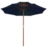 Double Decker Parasol with Wooden Pole Blue 270 cm 313767