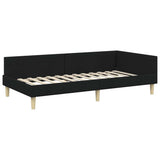 Corner Bed Frame with Headboard Black 90 x 200 cm Fabric 42016119
