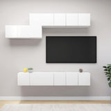 7 Piece TV Cabinet Set White Engineered Wood 3078729