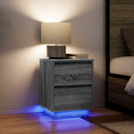 ZNTS Bedside Cabinet with LED Lights Grey Sonoma 38x34x50 cm 861293