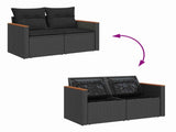 Garden Sofa Set with Cushion 14 pcs Black Poly Rattan 3364959
