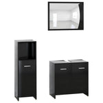ZNTS 3 Piece Bathroom Furniture Set Black Engineered Wood 3056908