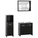 ZNTS 3 Piece Bathroom Furniture Set Black Engineered Wood 3056908