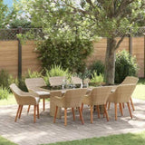 Garden Dining Set with Cushion 9 pcs Beige Poly Rattan 3261630