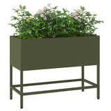 Raised Garden Planter Olive green 60 x 26 x 45 cm Steel 865886