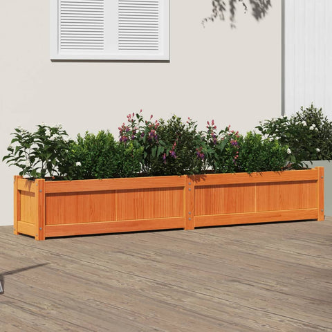 Garden Planter Wax Brown 180x31x31 cm Solid Wood Pine 837498