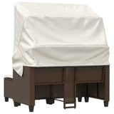 Garden Sofa 2-Seater with Canopy and Stools Brown Poly Rattan 365782