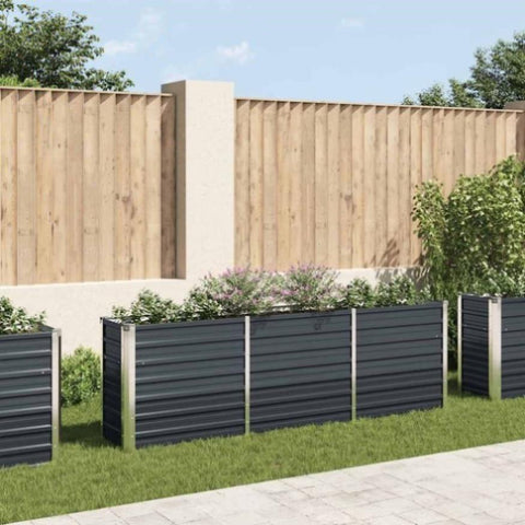 Garden Raised Bed Galvanised Steel 240x40x77 cm Anthracite 47043